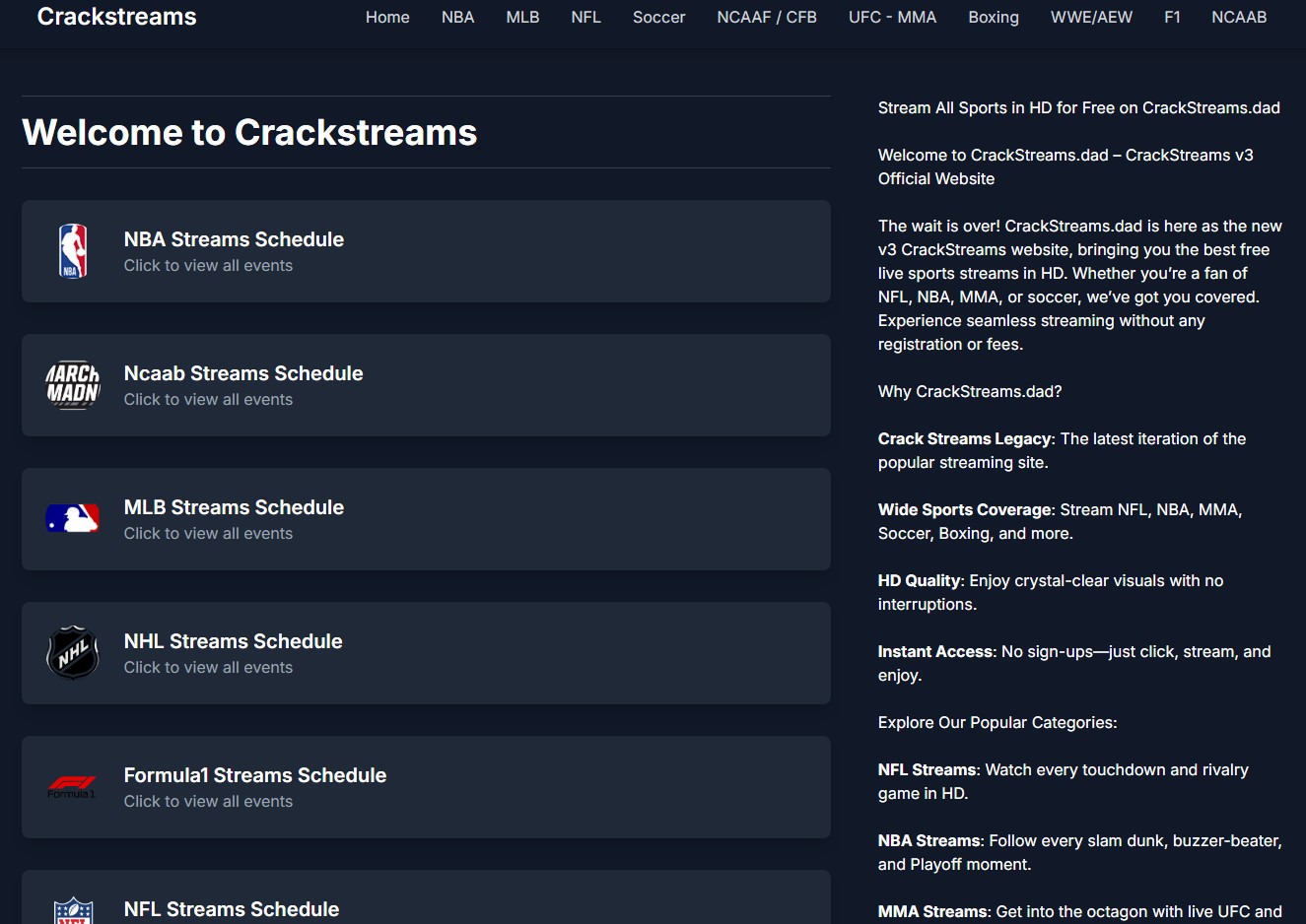 CrackStreams sports streaming